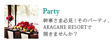 Party/幹事さま必見！そのパーティ、AKAGANE RESORTで開きませんか？